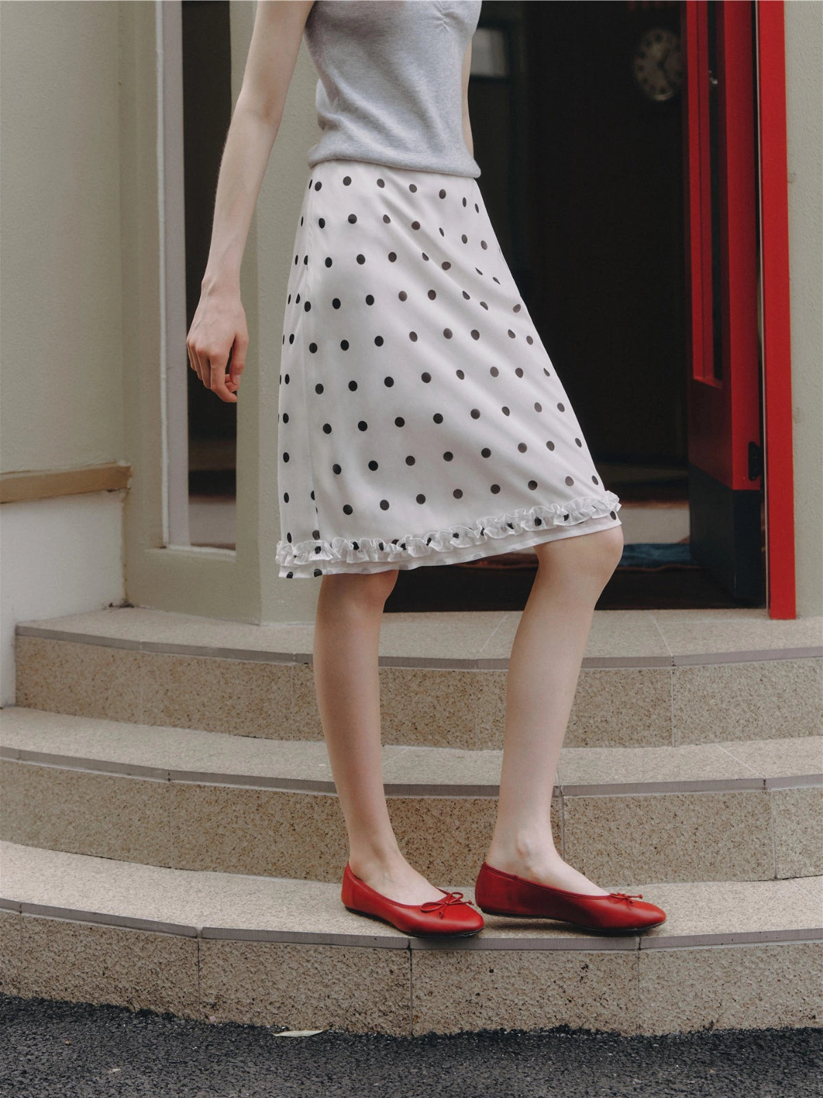 Polka Dot Midi Skirt