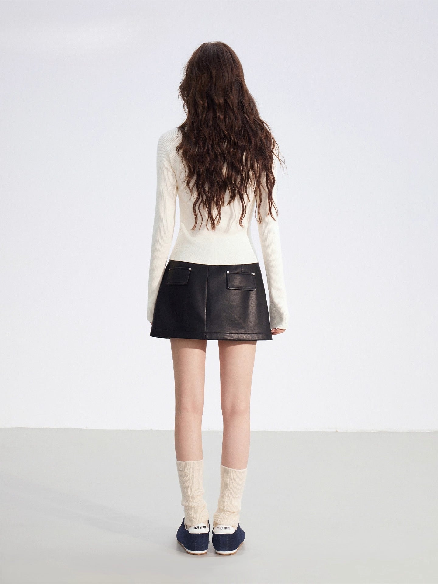 Studded Faux Leather A-Line Skirt