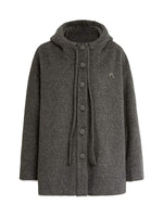 Gray Bow Hooded Cape Coat
