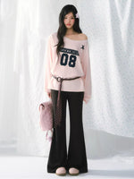 Polka Dot Faux Layered Flared Pants
