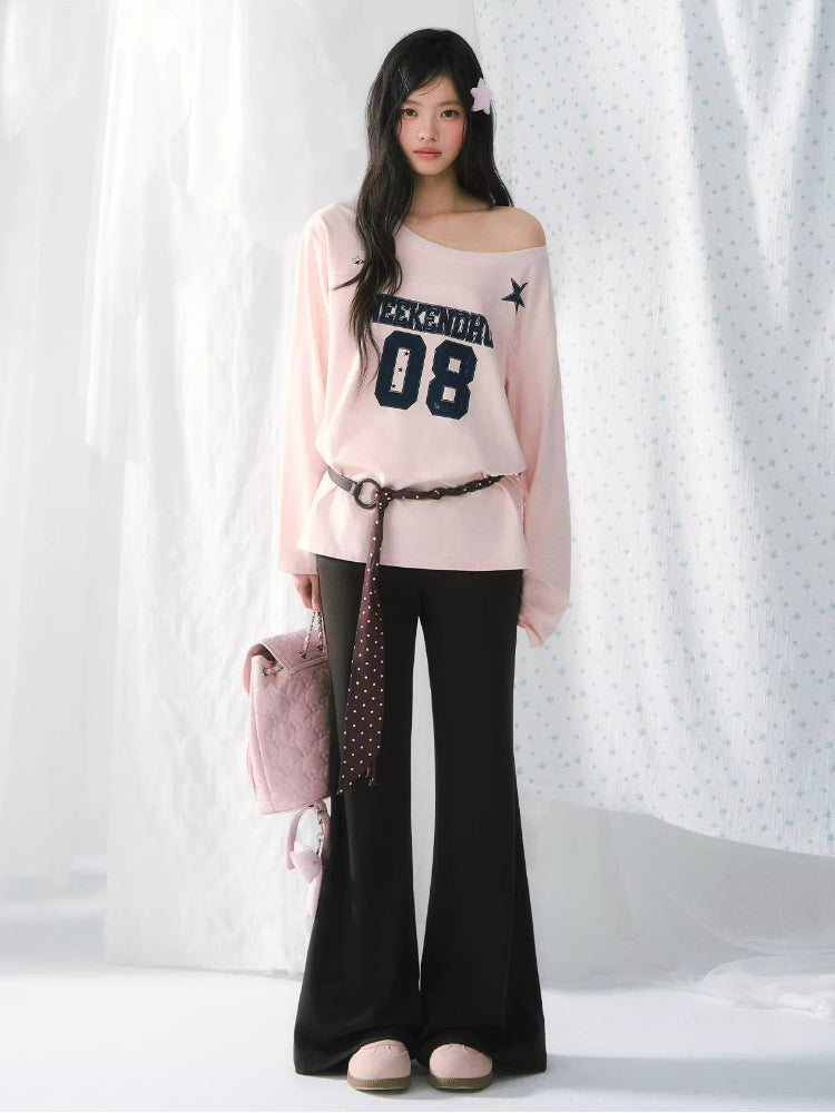 Polka Dot Faux Layered Flared Pants