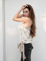 Satin Lace Tie-Up Bandeau