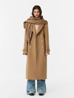 Detachable Knit Shawl Wool-Blend Coat