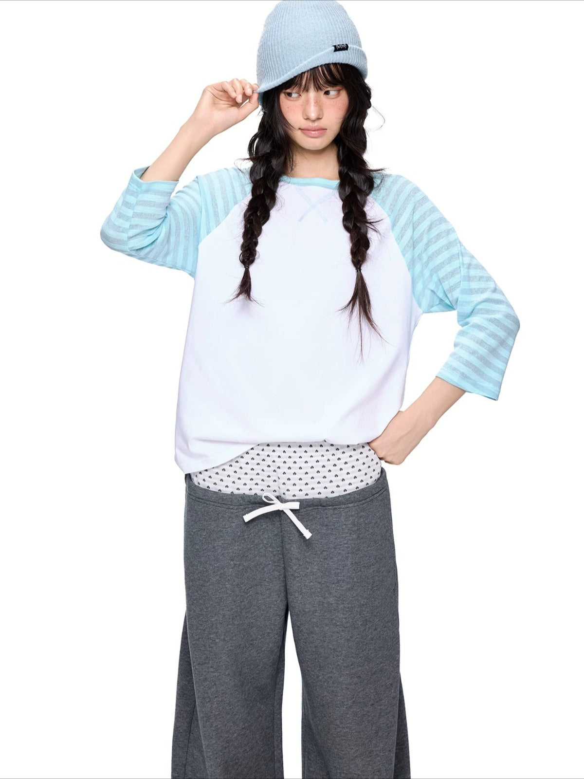 Contrast Stripe Dot Tee