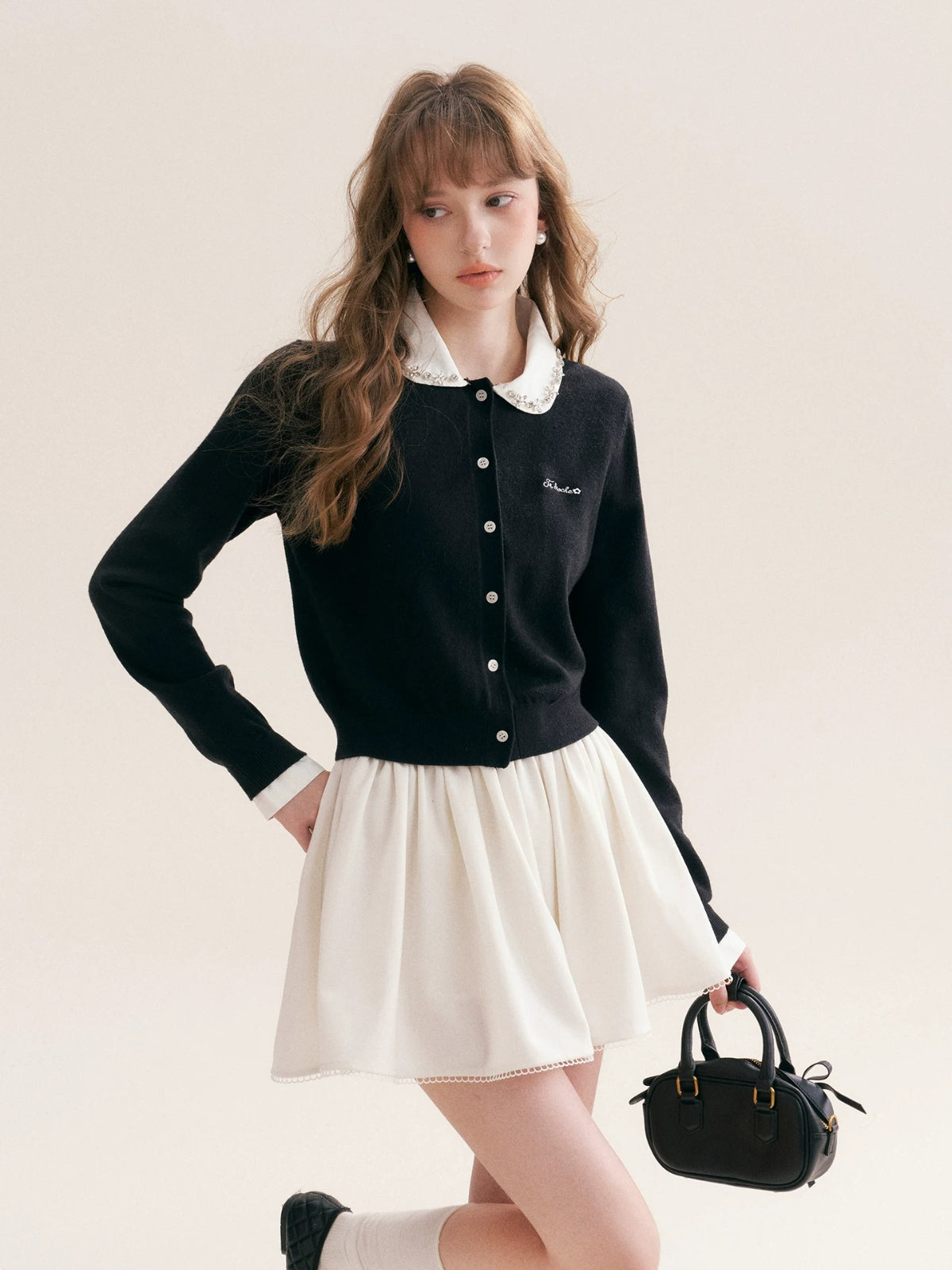 Beaded Collar Cardigan