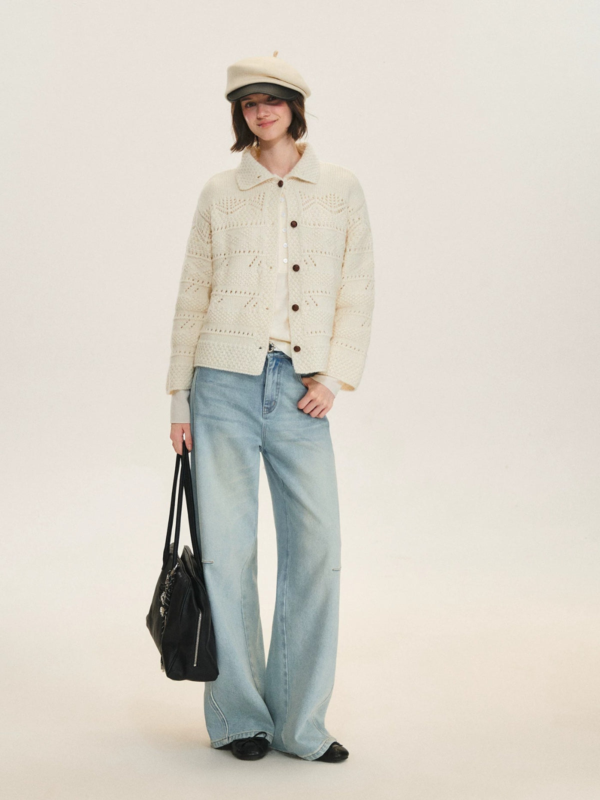 Handcrafted Wool Crochet Collar Cardigan