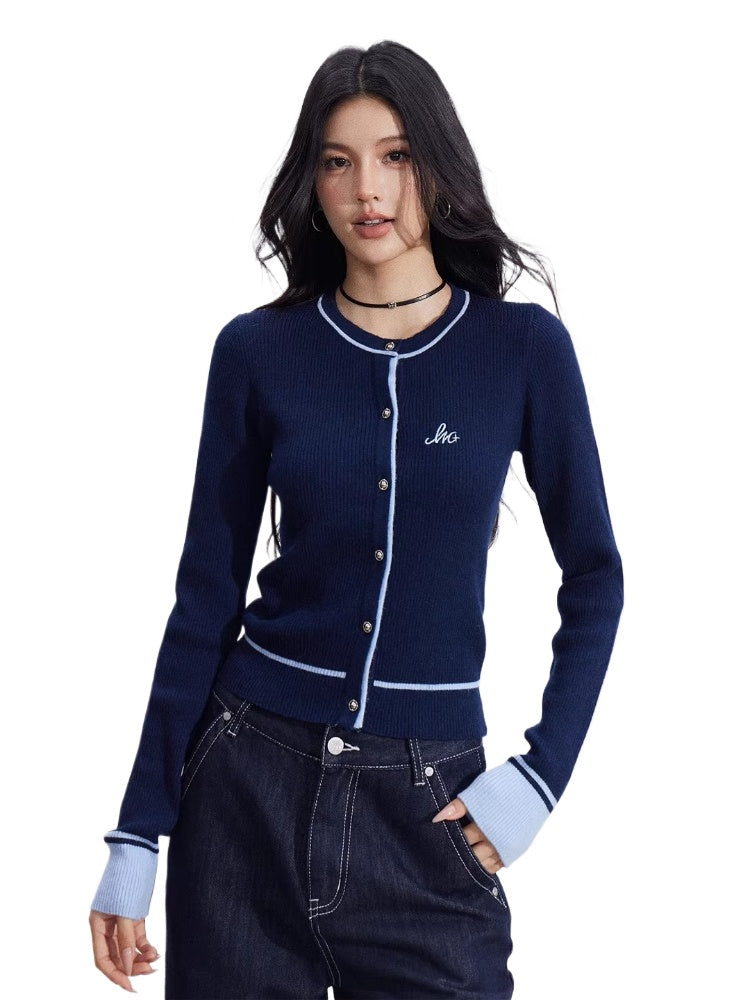 Contrast Knit Cardigan
