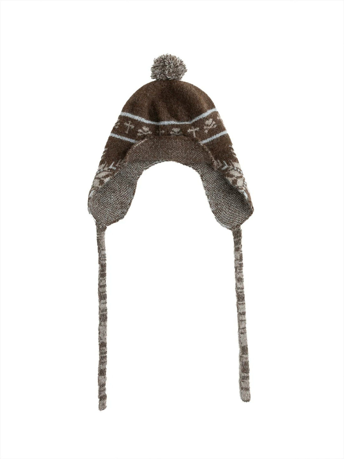 Striped Snowflake Knit Earflap Hat