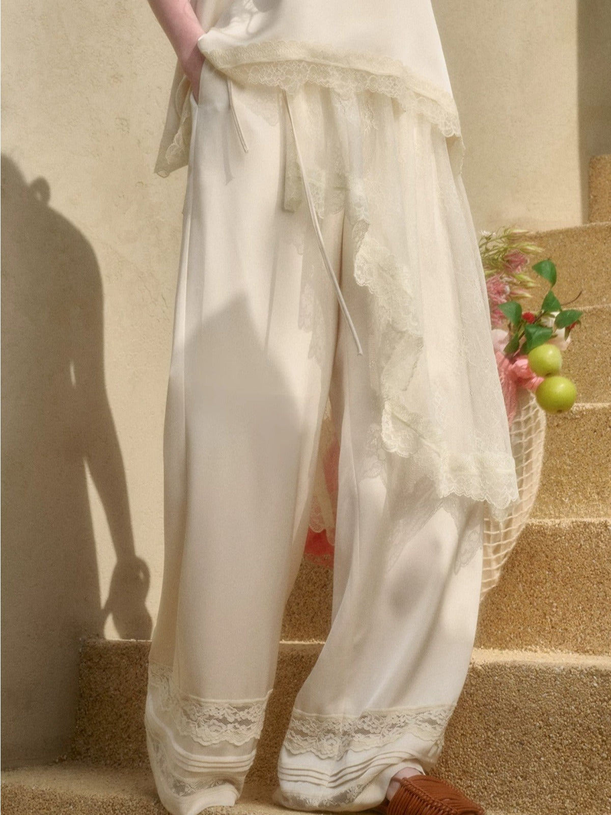 Satin Lace Three-Piece Set