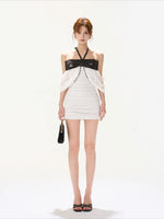 White Beaded Halter Dress