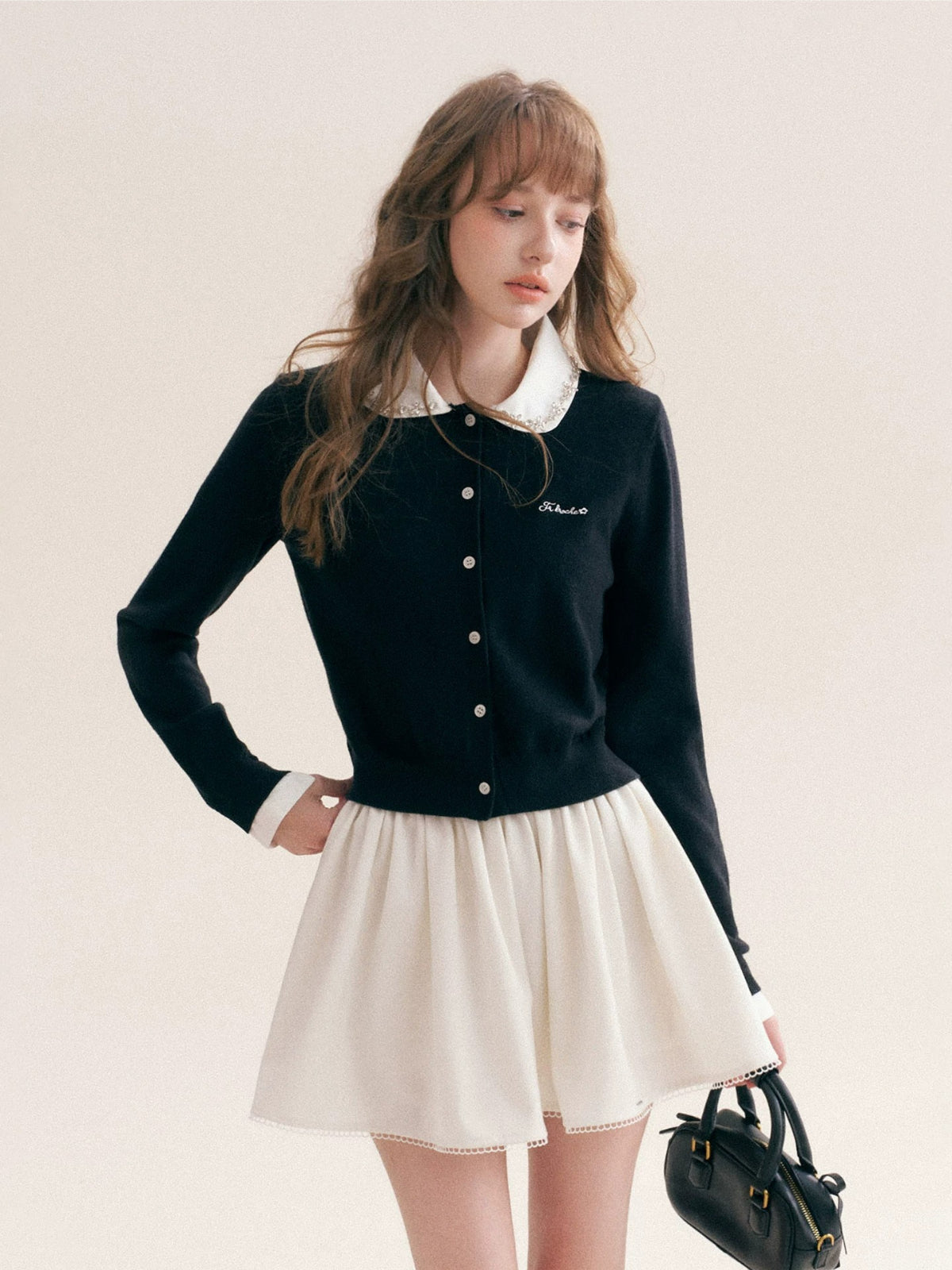 Beaded Collar Cardigan