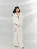 Green & Beige Printed Hoodie Set