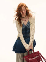 Blue Plaid Patchwork Cami Dress