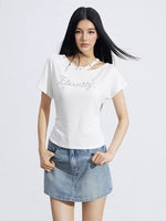 Black & White Rhinestone Off-Shoulder Top