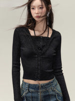 Black & Blue 2-in-1 Short V-neck Sweater