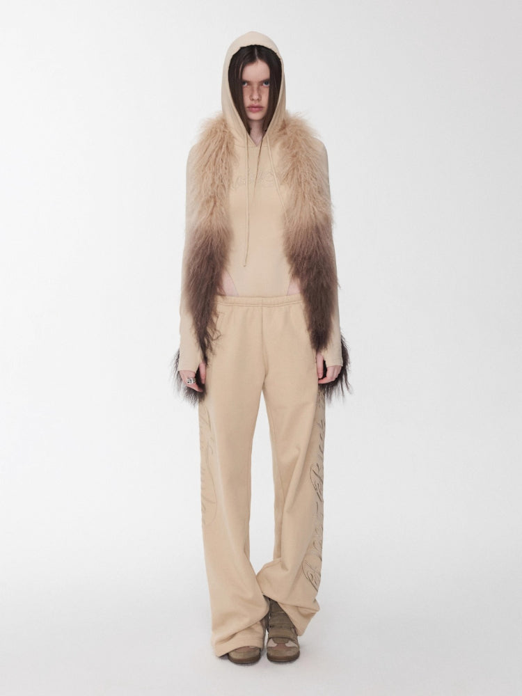 Letter Embroidery Hooded Bodysuit