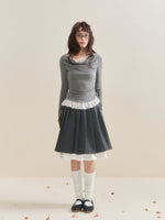 Lace Faux Two-Piece Long Sleeve T-shirt