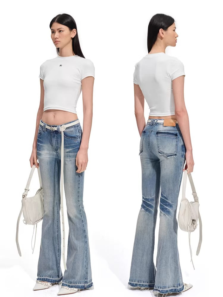 +5CM N1 Washed Skinny Bootcut Jeans