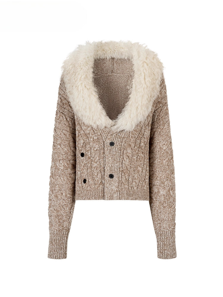 Heavyweight Detachable Fur Collar Cardigan