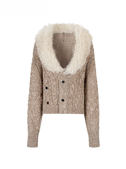 Heavyweight Detachable Fur Collar Cardigan