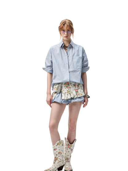 Mid Sleeve Loose-fit Shirt &amp; Skirt Set