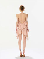 Light Pink Crystal Satin Dress