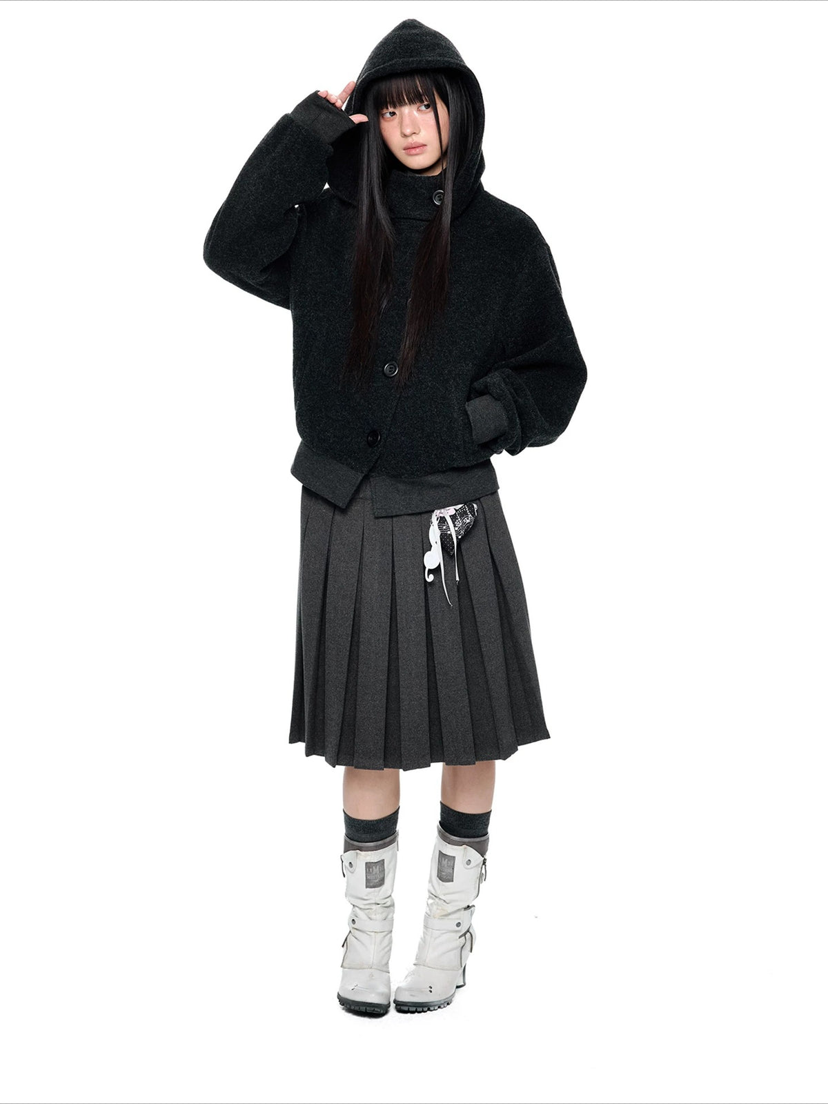 Hooded Wool Blend Jacket
