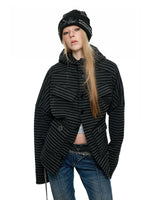Vintage Striped Fleece Hooded Jacket