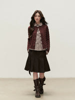 Peter Pan Collar Layered Knit Cardigan