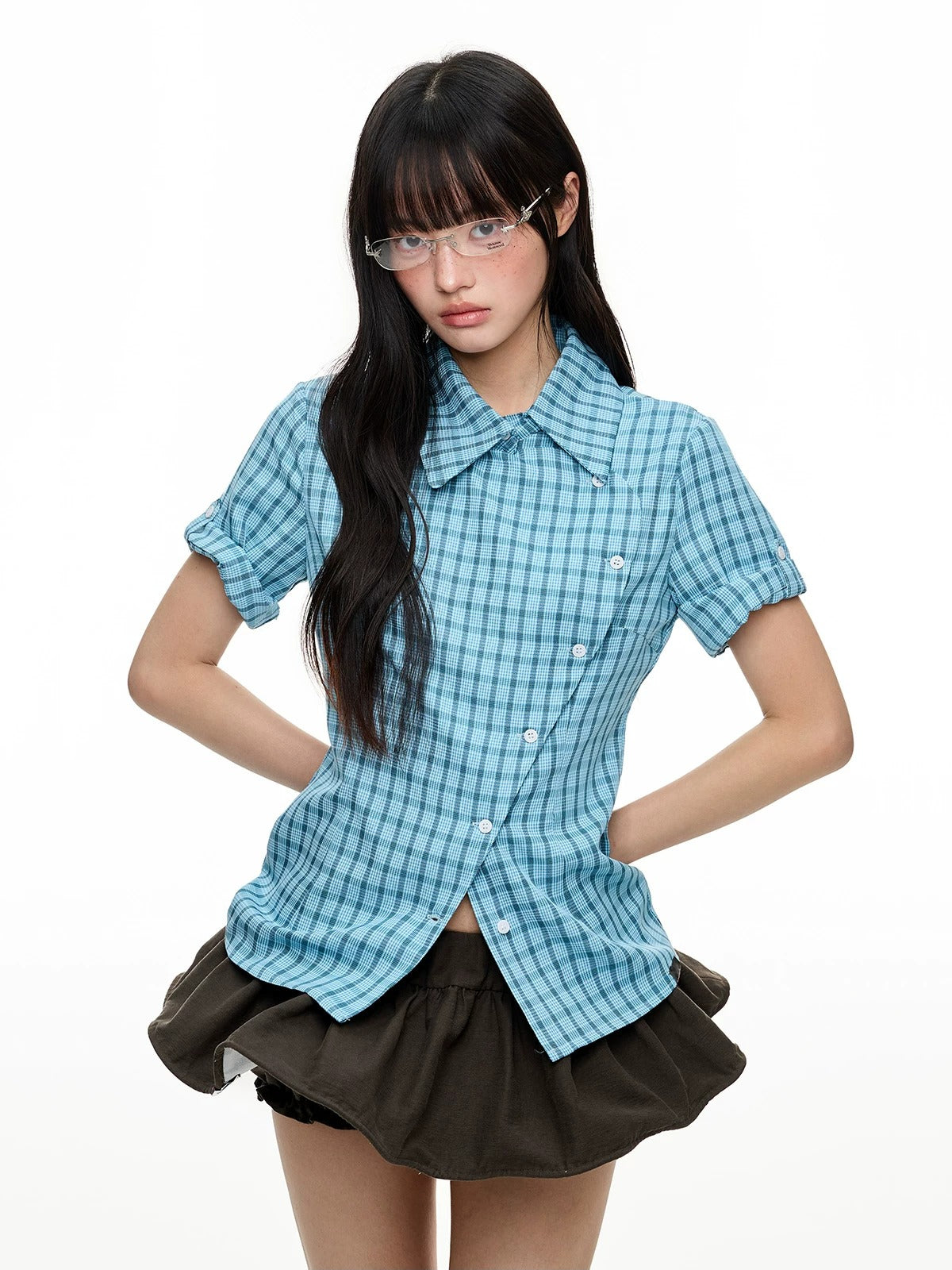 Plaid Slim Short Sleeve Shirt