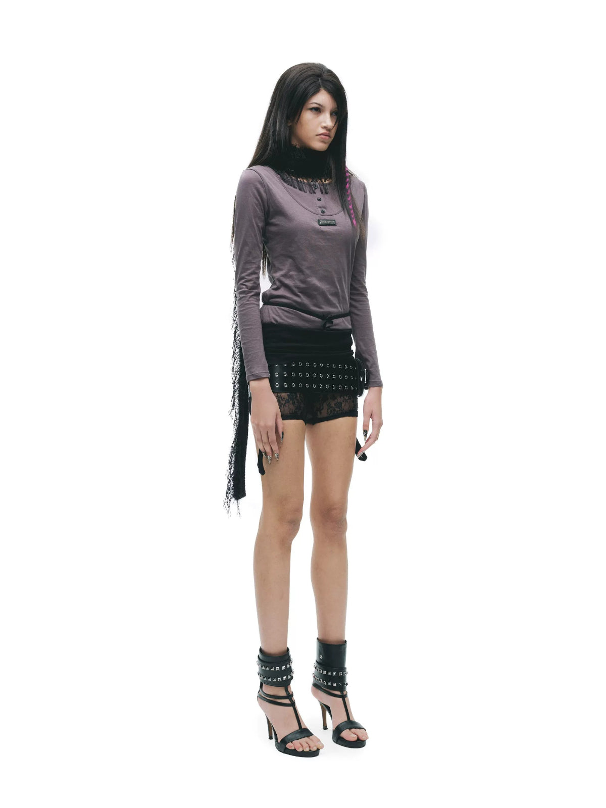 Layered Metal Tag Slim Fit T-Shirt