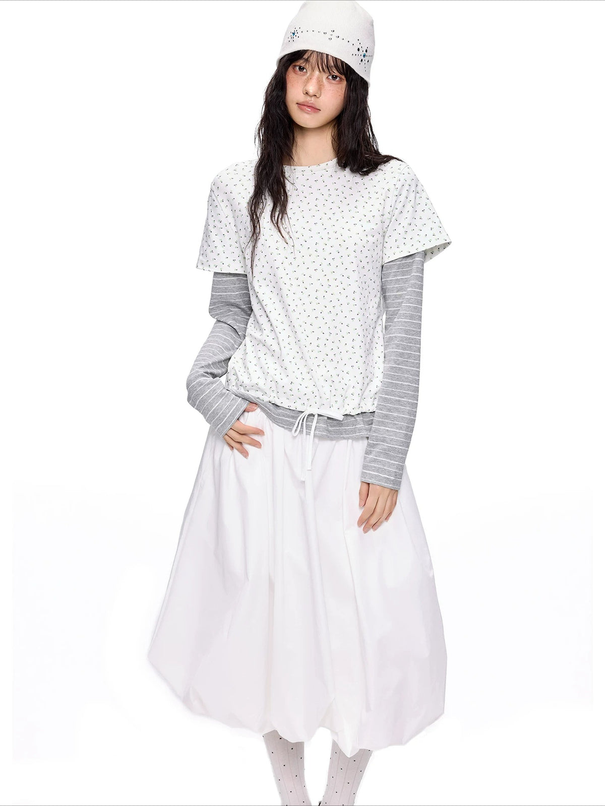 Floral Layered Stripe Tee