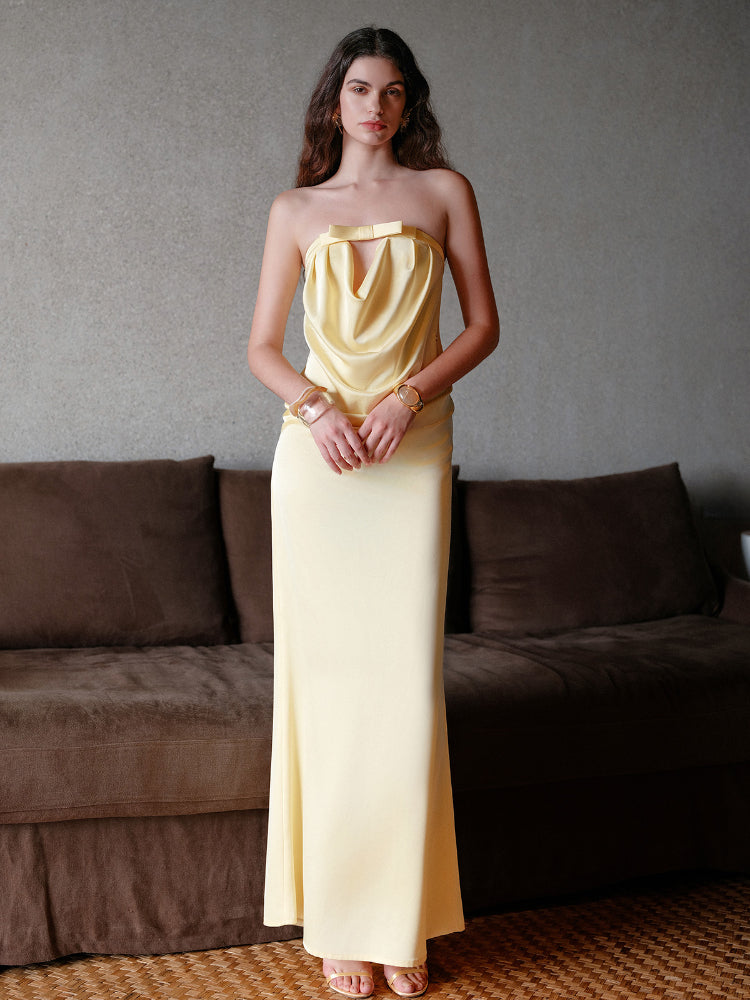 Halter Bowknot Cowl Neck Backless Dress