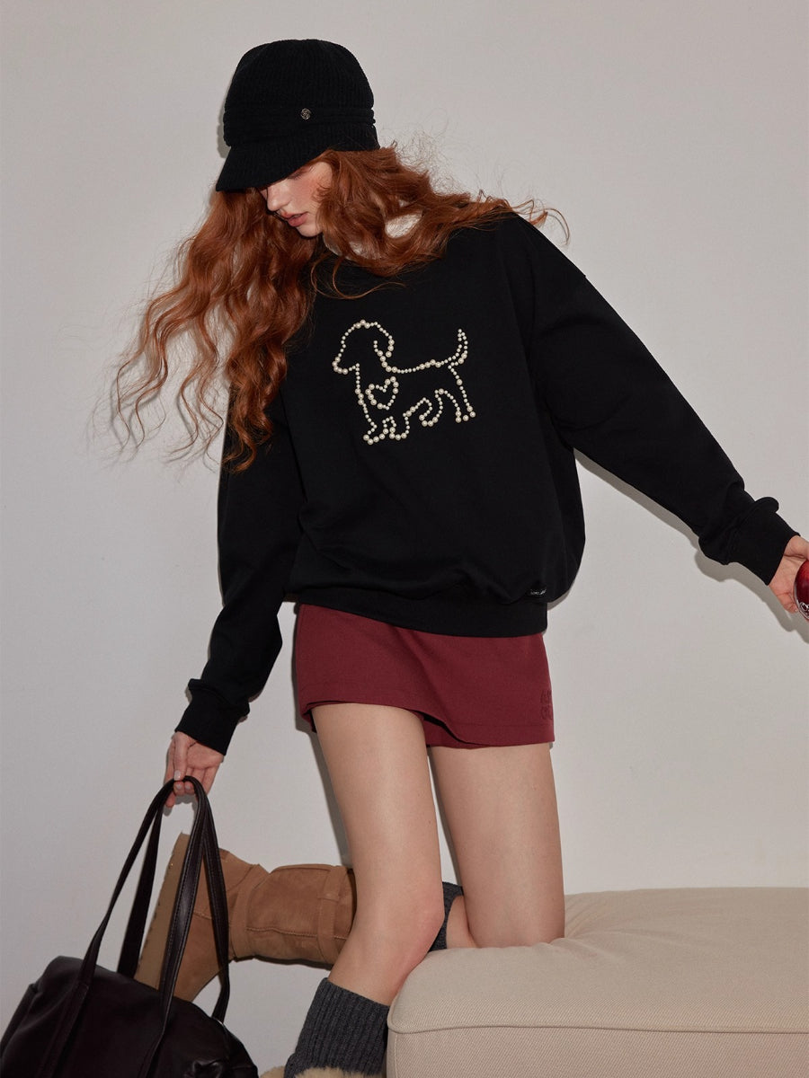 Embroidered Animal Knit Sweatshirt