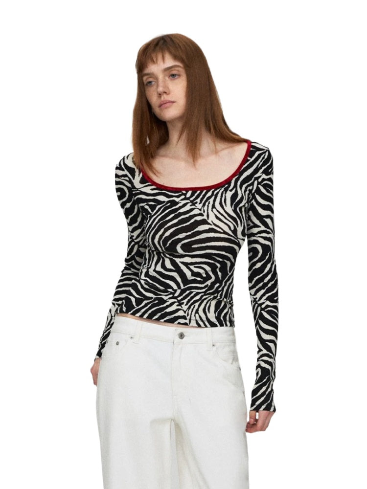 Zebra Deep-Neck Top