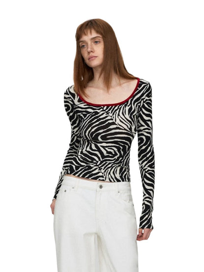 Zebra Deep-Neck Top