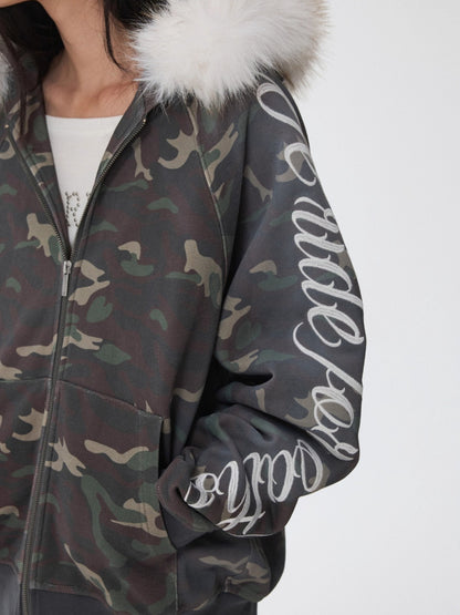 Camo Embroidered Hoodie Sweat Set