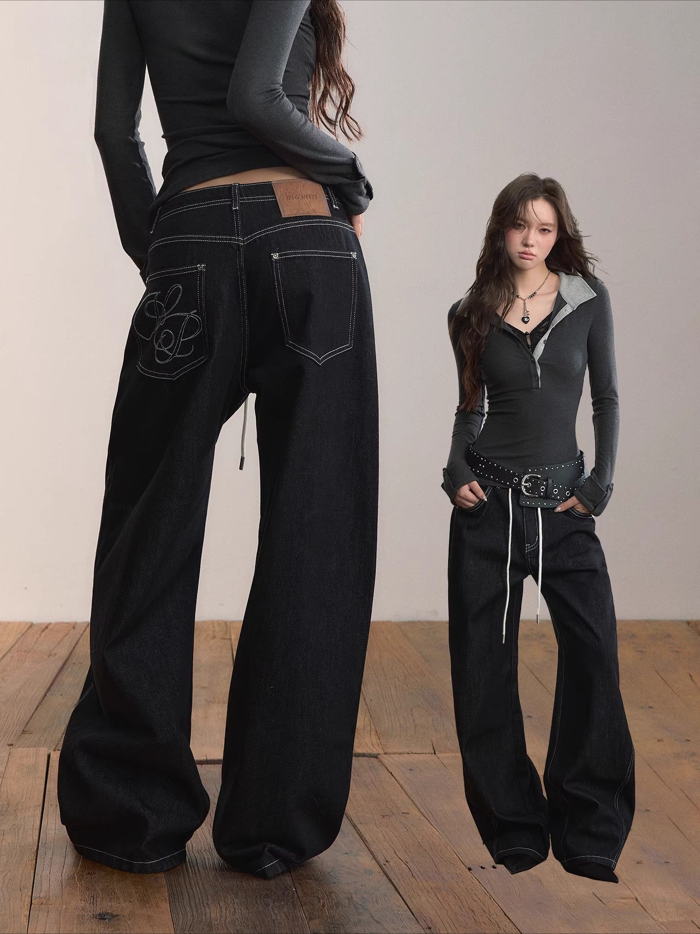 Original Wash Casual Wide-Leg Jeans