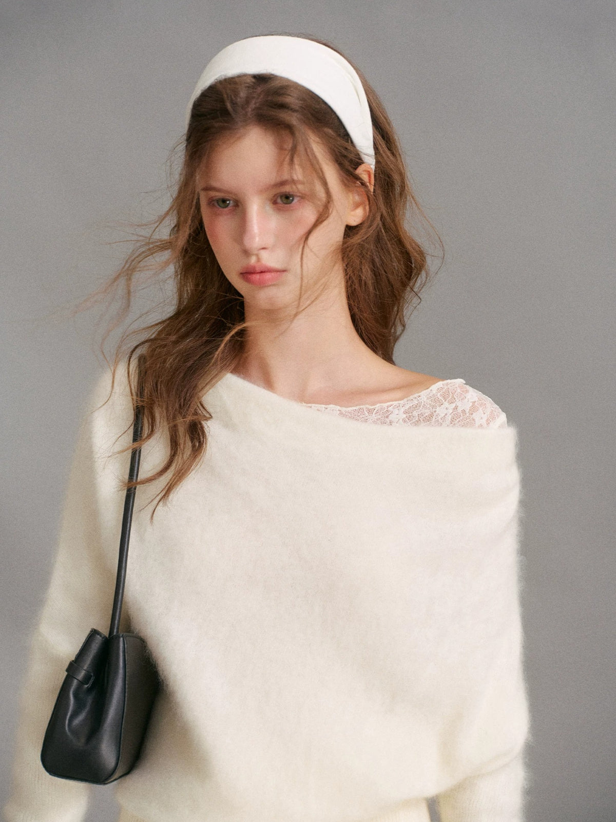 Cashmere Wool Lace Layered Sweater Set