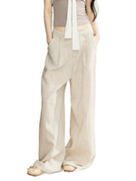 Light Khaki Linen Wide Leg Pants