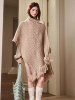 Celestial Wool Cable-Knit Shawl Scarf