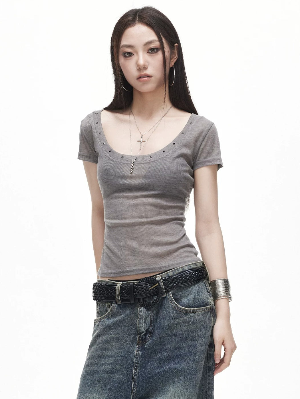 Rivet V Neck Tee