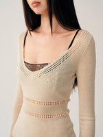 Hollow Knit Long Sleeve Top