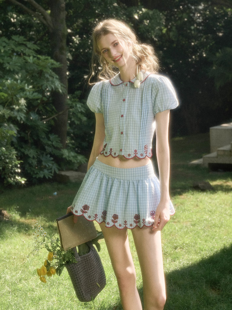 Lace Embroidered Airy Shirt &amp; Skirt Set