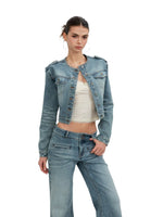 Cropped Washed Denim Jacket