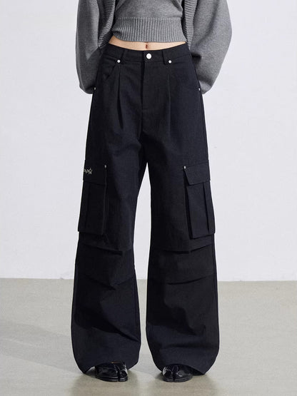 Pleated Cargo Wide Pants