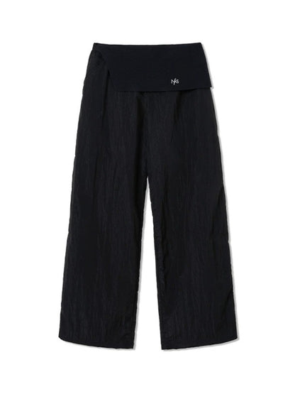 Asymmetric Panel Wide-Leg Knit Pants