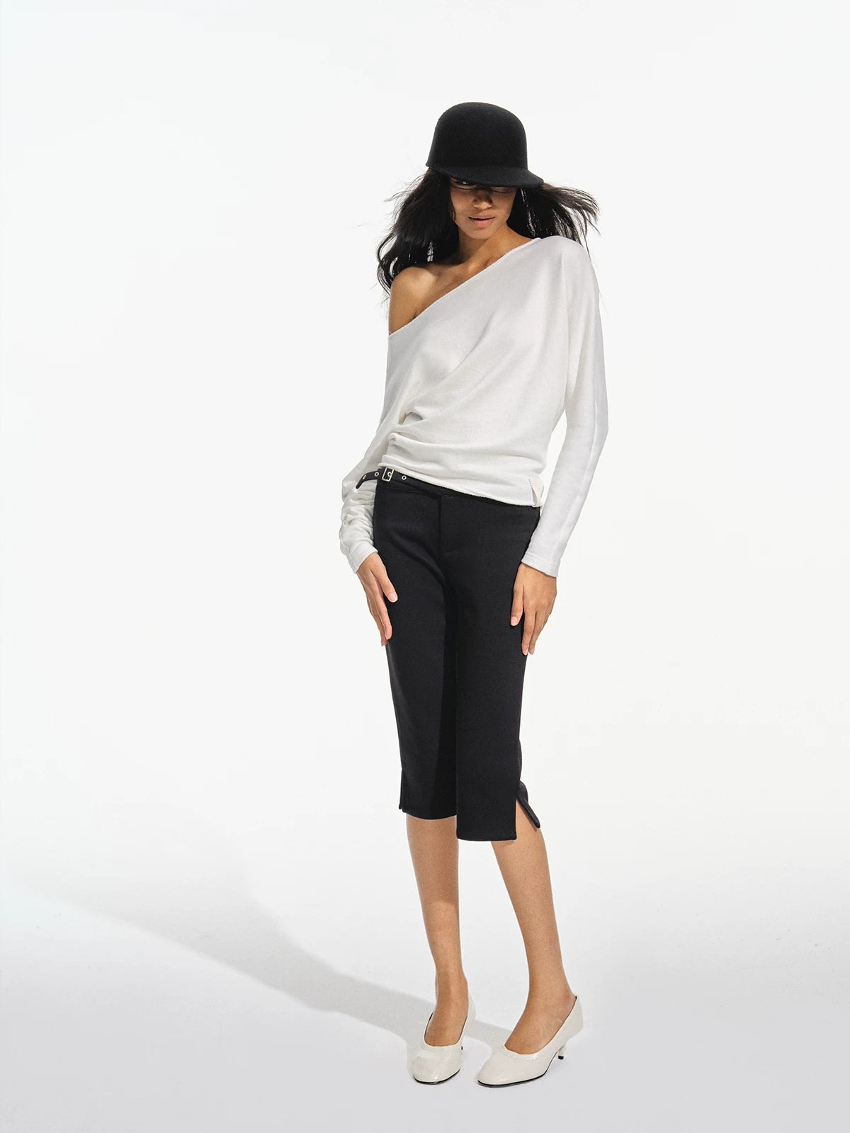 Off-Shoulder Sweatshirt &amp; Flared Pants Set