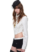 Scallop Collar Crop Shirt
