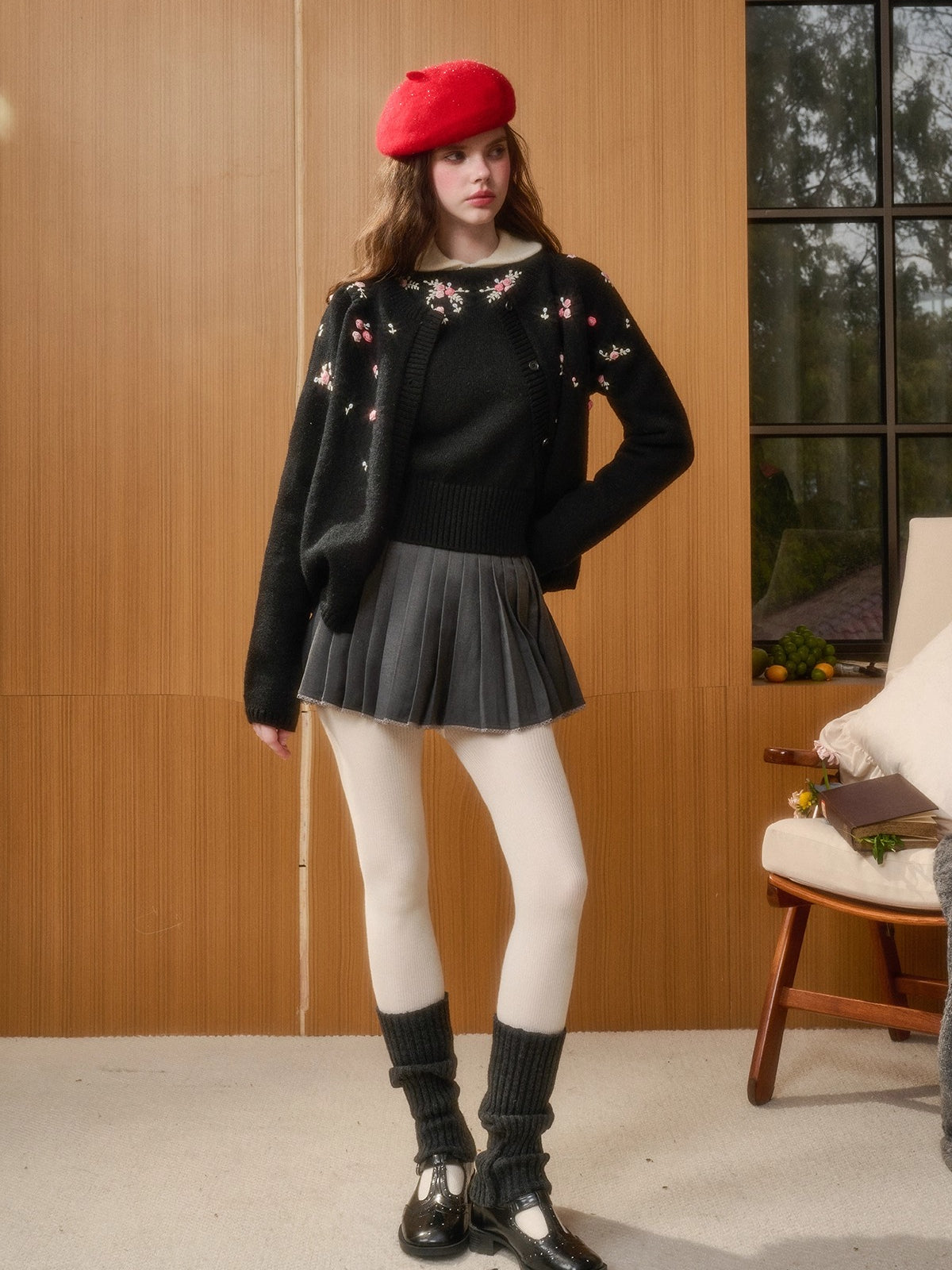 Hand-Embroidered Floral Cardigan